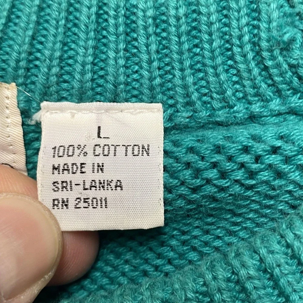 VTG Green Mountain Threadworks Sweater Mens Large Green Crew Neck Cotton 90s y2k